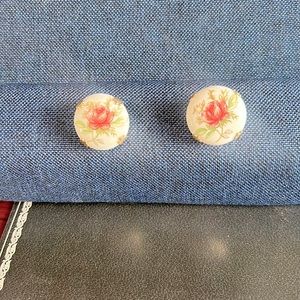 Rare Find Beautiful Delicate vintage hand painted porcelain earrings. No brand